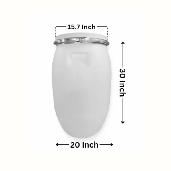 120 Litre Open Top Plastic Drum in natural white by Thermosole, model TIL-2704