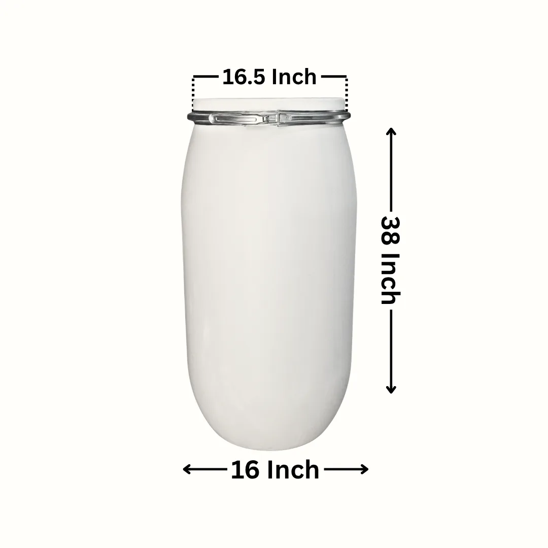 160 Litre Open Top Plastic Drum in milky white by Thermosole, model TIL-2705
