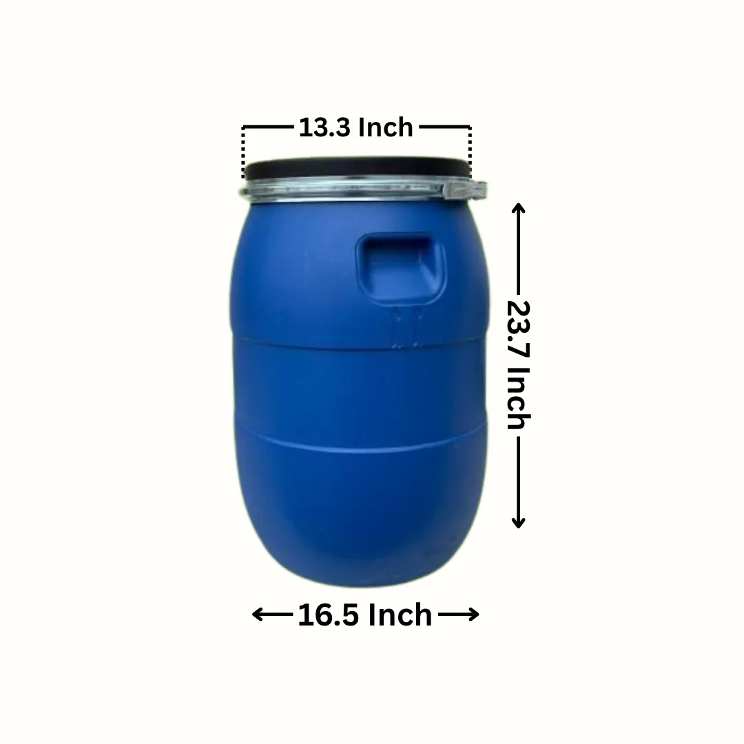 60 Litre Open Top Plastic Drum in blue by Thermosole, model TIL-2702