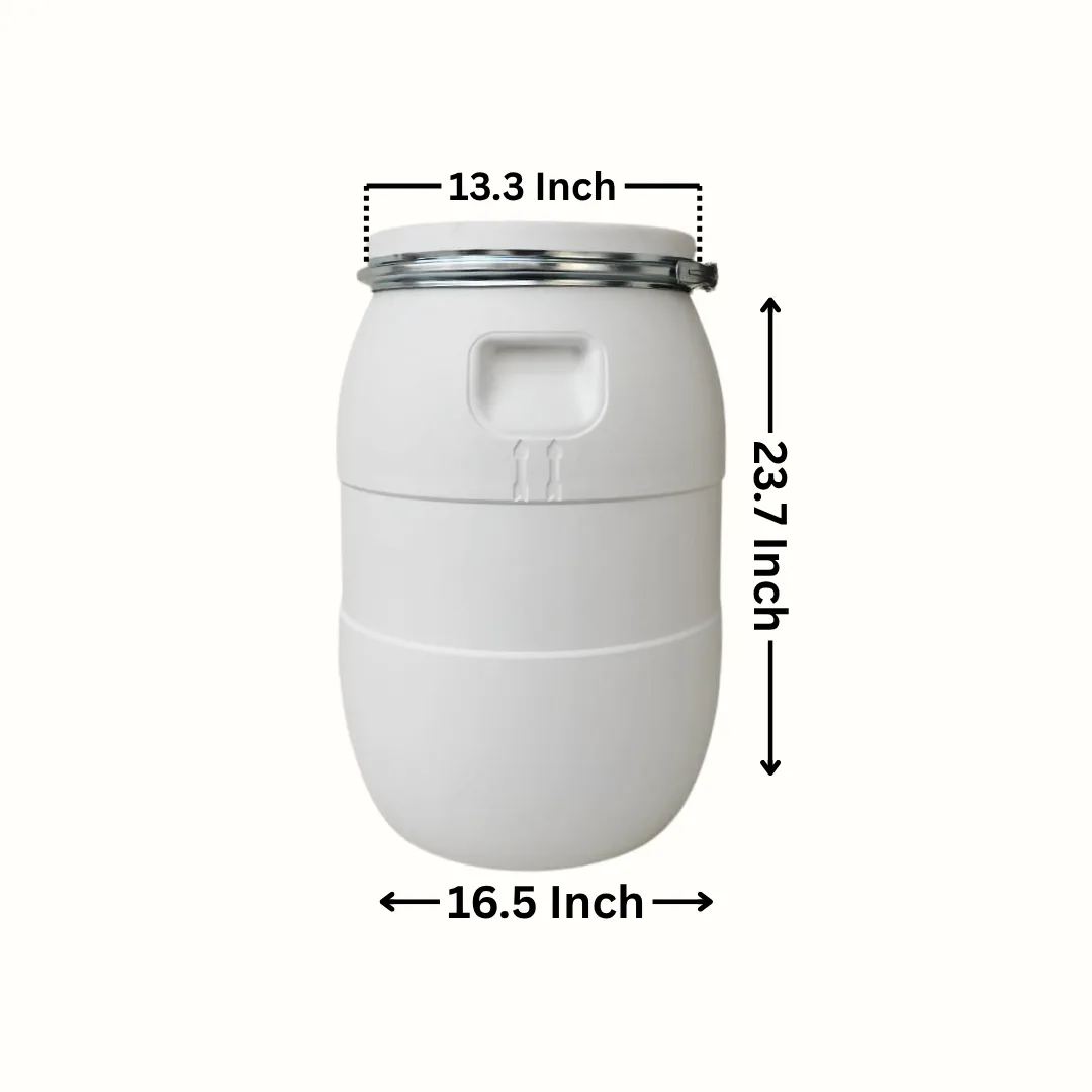 60 Litre Open Top Plastic Drum in milky white by Thermosole, model TIL-2702
