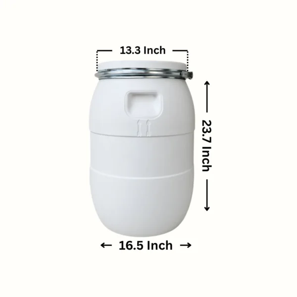 60 Litre Open Top Plastic Drum in natural white by Thermosole, model TIL-2702