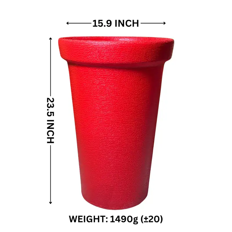 16 Inch Corner Plastic Flower Pot in red by Thermosole, model TIL-1029