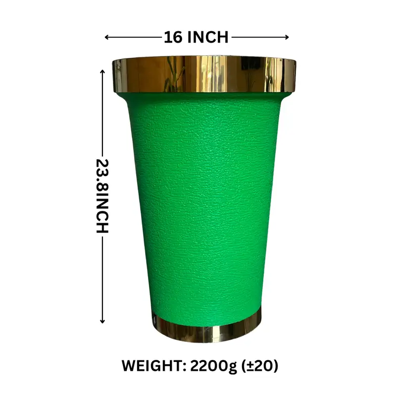 16 Inch Flower Pot with Metal Ring in green by Thermosole, model TIL-1029