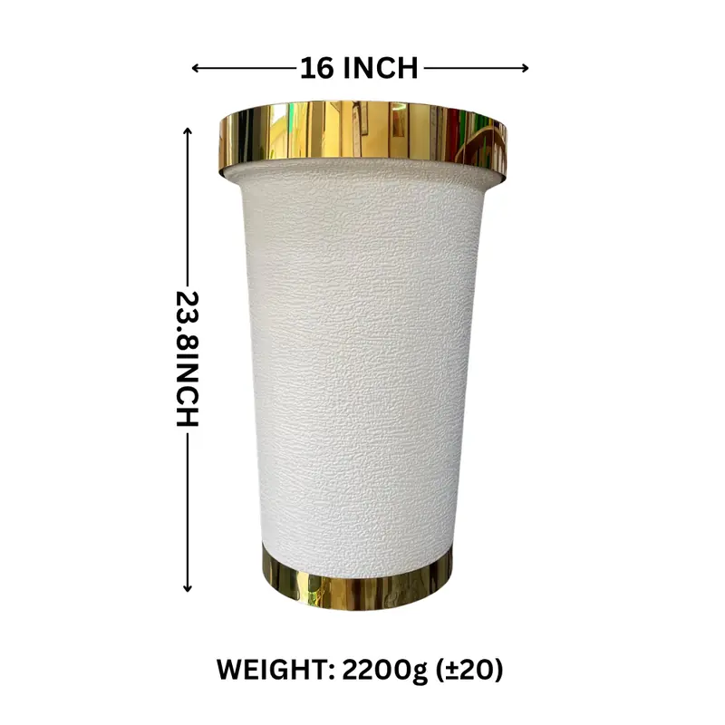 16 Inch Flower Pot with Metal Ring in white by Thermosole, model TIL-1029